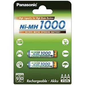 Rechargeable AAA 1000 Ni-mh Panasonic 1.2 V batteries (Pack of 2)