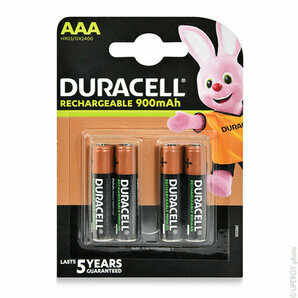 AAA 900mAh Duracell 1.2V rechargeable batteries (Blister of 4)