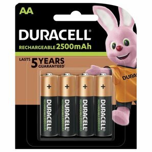 AA 2500mAh Duracell rechargeable batteries (Blister of 4)